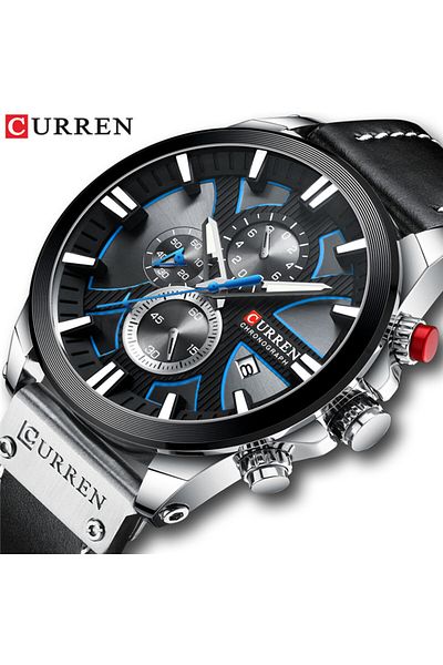 Curren Silver blue New CURREN Men Watches Fashion Quartz Wrist Watches Men's Military Waterproof Sports Wat