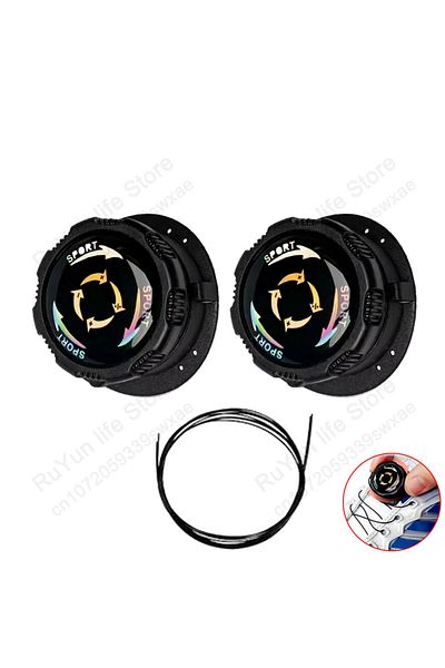 Choice black upgraded 1pair Metal Wire Swivel Automatic Buckle Rope Sneaker Shoelaces for Kids/Adult No Tie