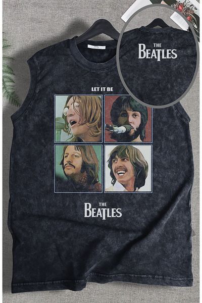 Fuddy Moda Let It Be The Beatles Ense Αμάνικο μπλουζάκι με στάμπα που πλένεται, Unisex μπλουζάκι με θέμα την ροκ μπάντα