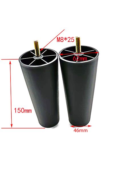 Choice 15CM Plastic Furniture Legs, 4Pcs Modern Tapered Round Replacement with Threaded M8 ( 7.8mm) for Sof