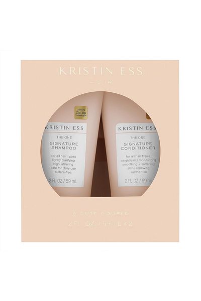 KRISTIN ESS Signature Travel Size Salon Shampoo + Conditioner Set for Moisture, Softness + Shine