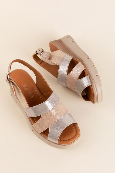 Gondol Genuine Leather Colorful Combination Wedge Heeled Sandals Mlk.5808