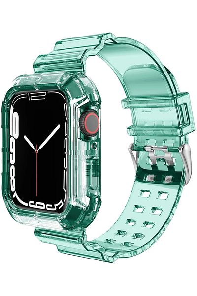 Choice 42mm 44mm 45mm Green Clear Band + Case for Apple Watch Series 9 8 7 6 SE 5 49mm 45mm 44mm 42mm 41mm