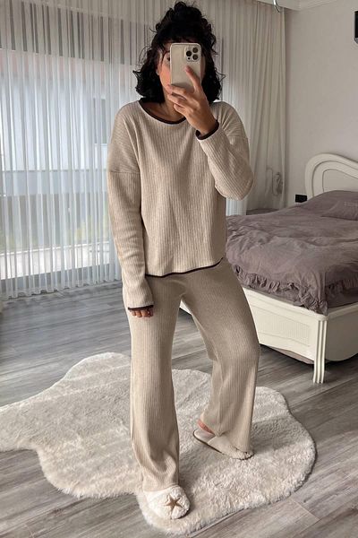 MJAMASS Beige Brown Athlete Detailed Suit