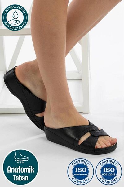 Roy Jones 1816 Black Comfort Casual Anatomic Daily Slippers