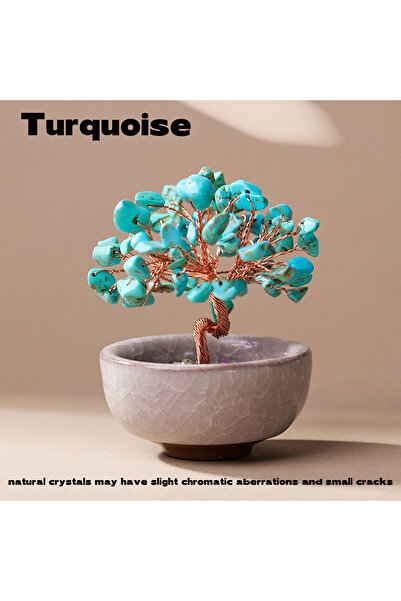 Choice 1PC Turquoise 1PC Natural Crystal Tree Handmade Tree Copper Wire Life Small Bowl Flowerpot Base Reik