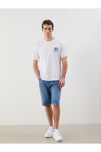 LC Waikiki New Season Crew Neck Κοντό μανίκι εμπριμέ χτενισμένο βαμβακερό ανδρικό Tisort - S5I563Z8