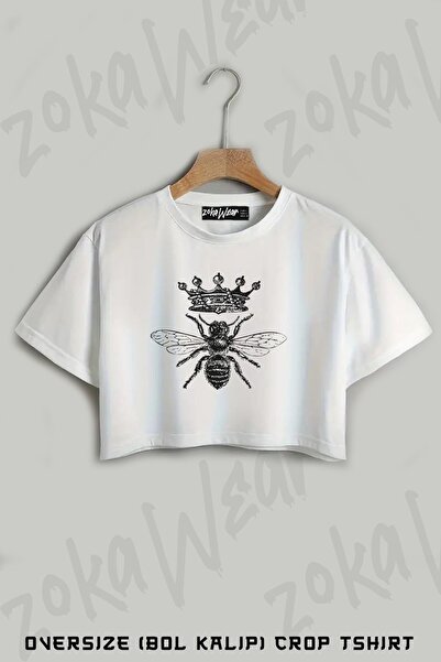 ZOKAWEAR Queen Bee Vintage Honey Bees Μαύρο και άσπρο εμπριμέ μπλουζάκι μεγάλ...