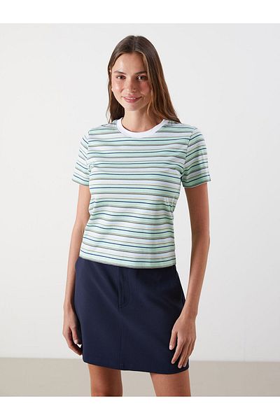 LC Waikiki New Season Crew Neck Striped Women's T-Shirt - S5Pe46Z8