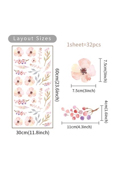 Choice Flower F Pink Flowers Wall Stickers for Living Rooms, Background Wall Decoration, Self-adhesive Viny