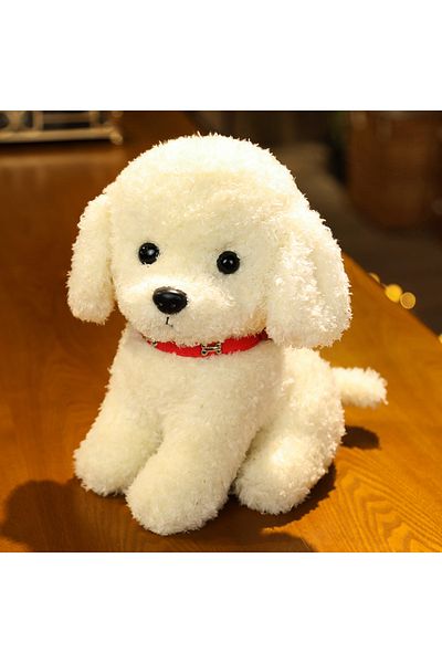 Miaoowa 22cm white 22cm Creative Realistic Teddy Dog Lucky Simulation Dog Poodle Plush Toys Handmade Realist
