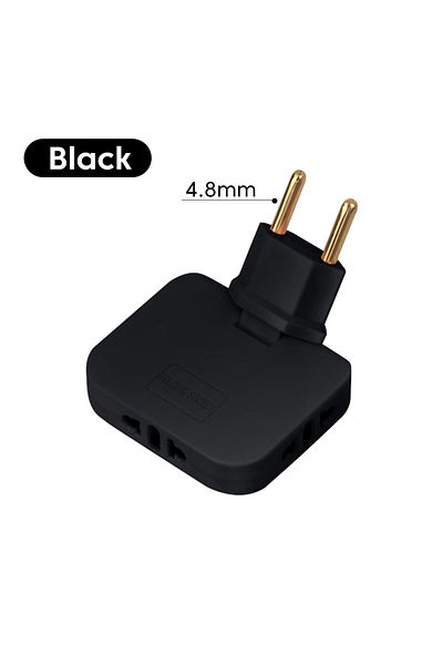 Choice Black 4.8mm 180 Degree Rotatable Socket 3-in-1 EU Plug Converter Travel EU Extension Plug Multi-Plug