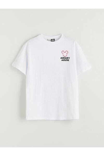 LC Waikiki Mickey Mouse bedrucktes Mädchen-T-Shirt mit Rundhalsausschnitt