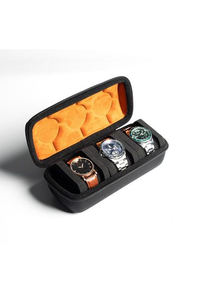 Choice Hermes Orange 3 Slot Watch Box Organizer for Men,Watch Travel Case Portable Storage Watch Display Ho