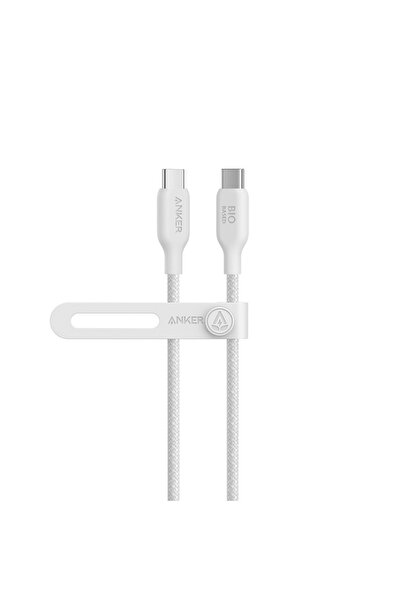 Anker 6ft White 240W USB-C to USB-C Cable Bio-based Nylon Braided Data Cable Environmentally For iPh