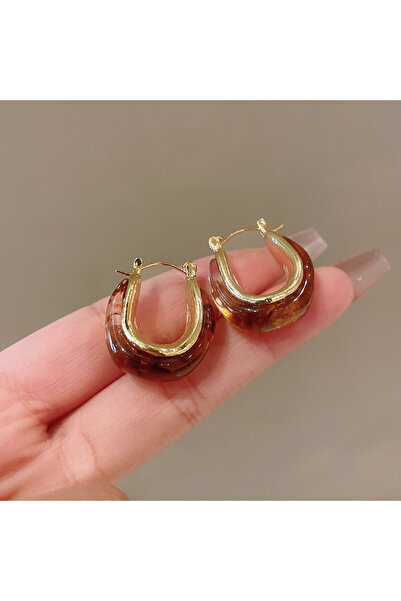 Choice HE17441-1 أقراط زيتية عتيقة على شكل حرف U للنساء أقراط دائرية بسيطة بم...