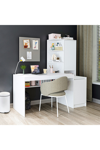 ROOMART NORA RAFLI ÇALIŞMA MASASI , ÇALIŞMA OFİS MASASI SAĞ DOLAPLI, BİLGİSAYAR MASASI