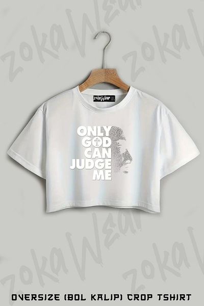 ZOKAWEAR Tupac Only God Can Judge Me Printed Oversize Crop T-Shirt