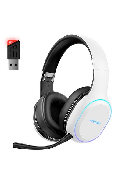 Picun UG-05 White Black KOFIRE UG-05 2.4GHz/ Wireless Bluetooth Gaming Headset for PC, Dynamic EQ Ultra-Lo