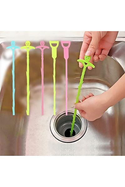 Kiuiom Set of 5 spiral hooks for unclogging drains Kiuiom, plastic, multicolor, 20 cm