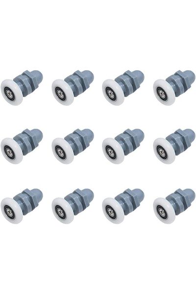 BOEM Set of 12 x Shower cabin roller, Stainless steel/ABS, White/Blue