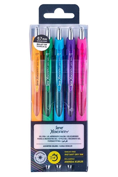 Serve XBerry Jel Kalem 0.7mm Yuvarlak Uç 5 Renk