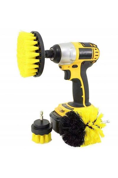 OEM Set of 3 car cleaning brushes, Nylon fibers, 5/8.8/10cm, Black/Yellow