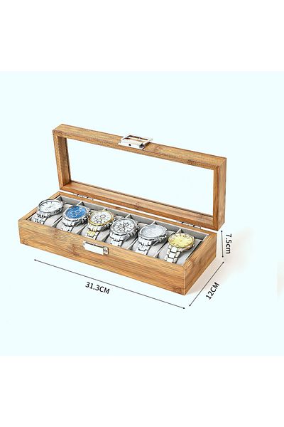 Choice 6 Slots WellZone 2024 New Style Environmental Protection Bamboo Watch Box Fashionable Chinese style