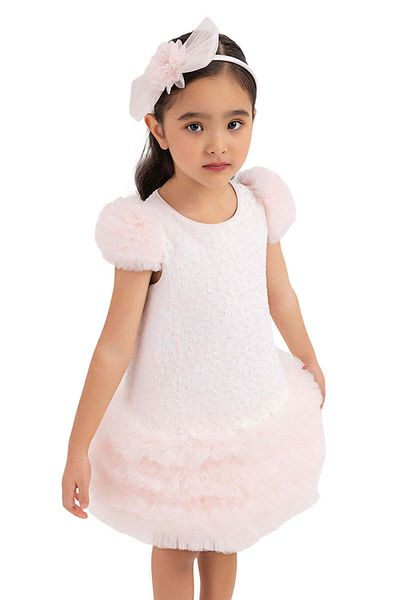 Pamina Tulle Dress, Pamina - Short, Pink, with Matching Headband, 33344 - 98 cm