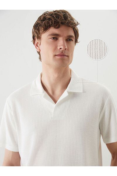 LC Waikiki New Season Polo Neck Short Sleeve Men's Textured T-Shirt - S5Cc26Z8