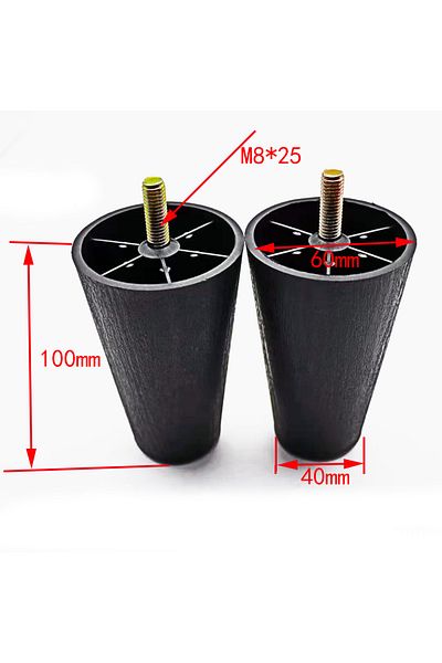 Choice 10CM Plastic Furniture Legs, 4Pcs Modern Tapered Round Replacement with Threaded M8 ( 7.8mm) for Sof