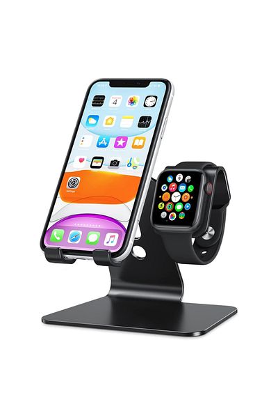 Choice Black Stand for Apple Watch - 2 in 1 Universal Desktop Stand Holder for iPhone 15 14 13 12 11 All Se