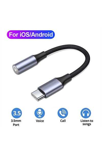 Choice Grey NNBILI 2in1 USBC To 3.5mm Headphone Jack Type C PD 60W Charge Audio Aux Adaptor for iPhone 15 i