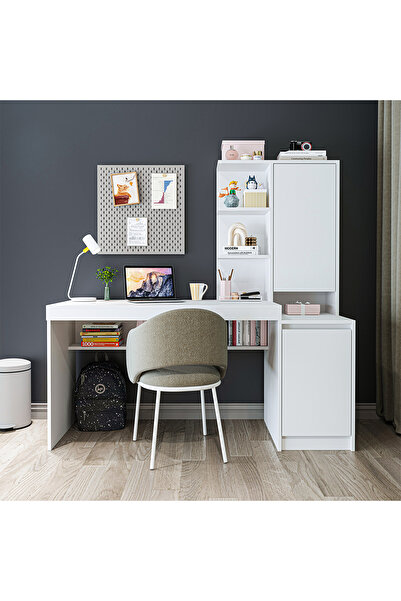 ROOMART NORA RAFLI ÇALIŞMA MASASI , ÇALIŞMA OFİS MASASI SAĞ DOLAPLI, BİLGİSAY...