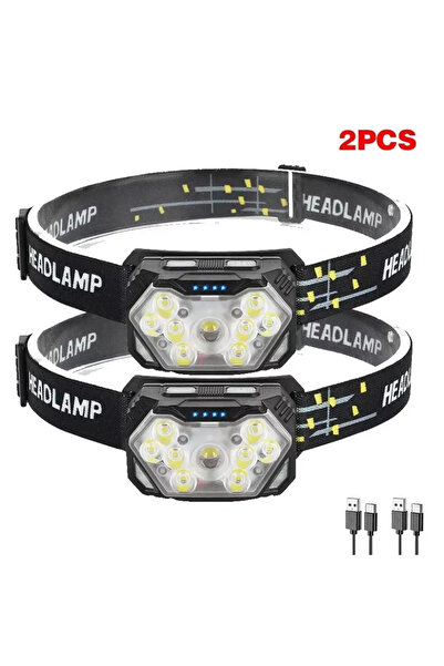 Choice 2 قطعة 9 مصابيح أمامية LED قوية قابلة لإعادة الشحن عبر USB ومستشعر حرك...