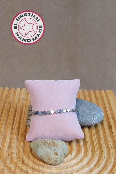 Uretti - Özlem 9422 2087 Clover Cut Hematite Natural Stone Men's Bracelet