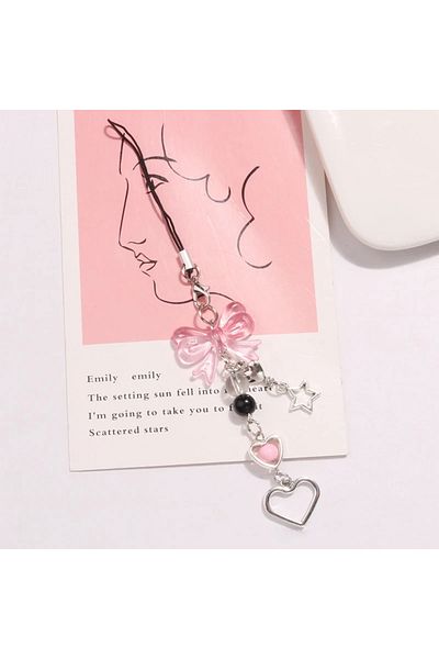 Choice 4 سلسلة مفاتيح على شكل قلب ونجمة على شكل هاتف Y2K من Goth Y2K سلسلة مفاتيح Kawaii سلسلة هاتف لطيفة الوصول.
