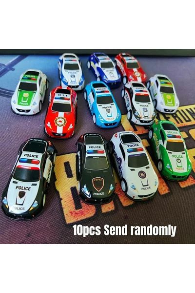 Choice 10pcs 10pcs Alloy Car Model Toys Mini Diecast Iron Sheet Police Cars for Boys Sliding Inertia Vehicl