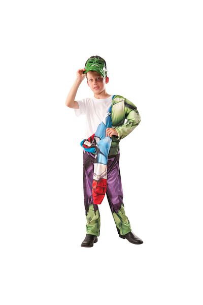 Marvel Reversible Hulk and Captain America costume with muscles for boys 110 - 120 cm 5-7 years