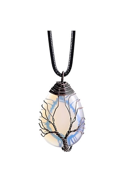 Choice Opal Handmade Natural Crystal Rose Quartz Tree Amethyst Pendant Jewelry Couple Decoration DIY Gifts