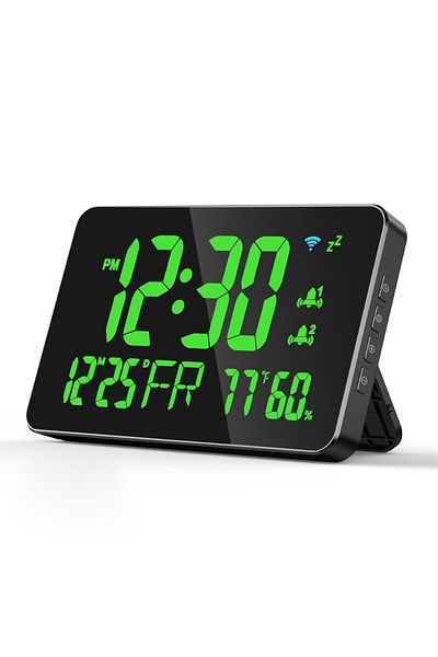 Choice C Tuya WiFi Desktop Clock Calendar Intelligent Thermometer Hygrometer with Digital LED Display Supp.