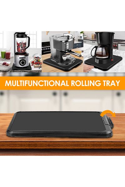 Choice black Kitchen Appliance Sliding Tray with Smooth Wheels 16.14×11.81×0.8in Sturdy Non-slip Under Cabi
