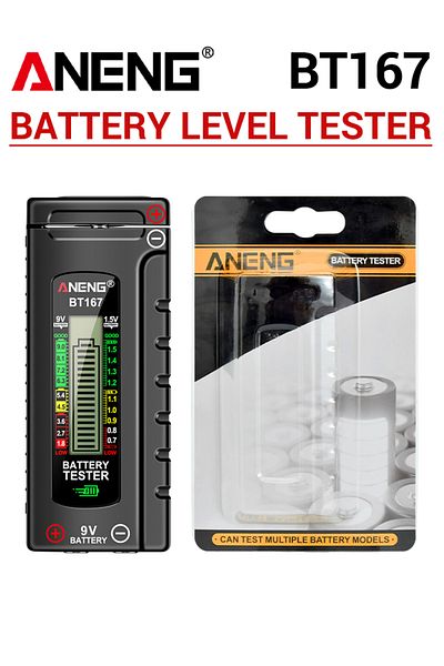 ANENG BT167 ANENG BT167 Battery Tester LCD Display C AA AAA D 9V 1.5V Universal Button Cell Detector Volt