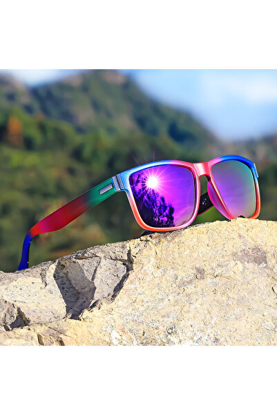 Choice Purple Vibrant Gradient Polarized Sports Sunglasses for Men & Women - ...