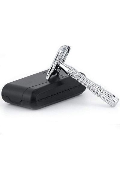 Choice Double Edge Safety Razor Wet Shaving for Men Women with Platinum Blade and Mirrored Travel Case