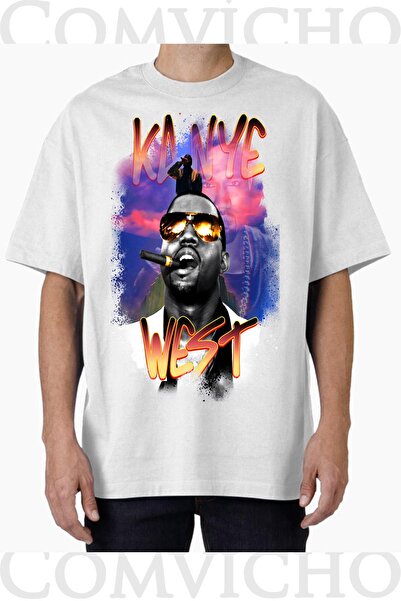 COMVİCHO تي شيرت مطبوع بتصميم Kanye v3 للجنسين