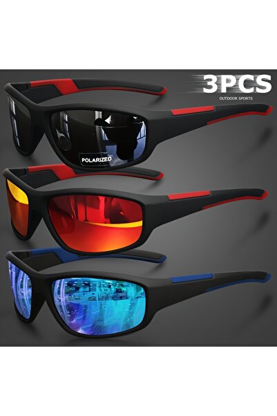Choice 3 قطع - 2 نظارات شمسية رياضية مستقطبة للرجال خفيفة الوزن للرؤية الليلي...