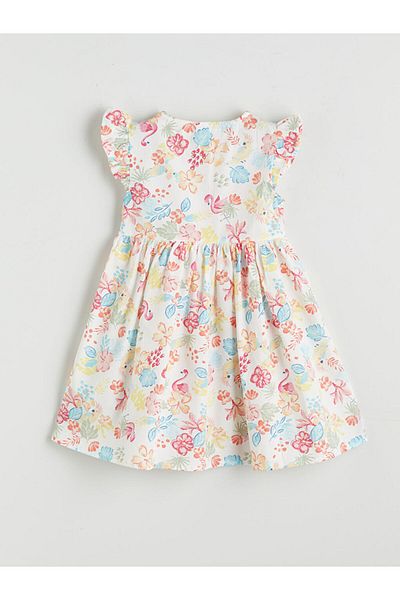 LC Waikiki Crew Neck Floral Girls Poplin Dress