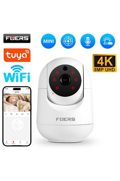 Choice Eu plug 8MP With 64G Fuers 5MP WiFi Camera Tuya Smart Home Indoor Wireless IP Surveillance Camera AI