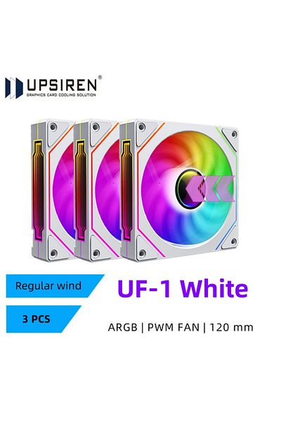 Choice مروحة هيكل كمبيوتر UPSIREN UF-1 PRISM 4 PRO عادية من A-RGB Other White مقاس 12 سم ARGB 4 Pin PWM Qui